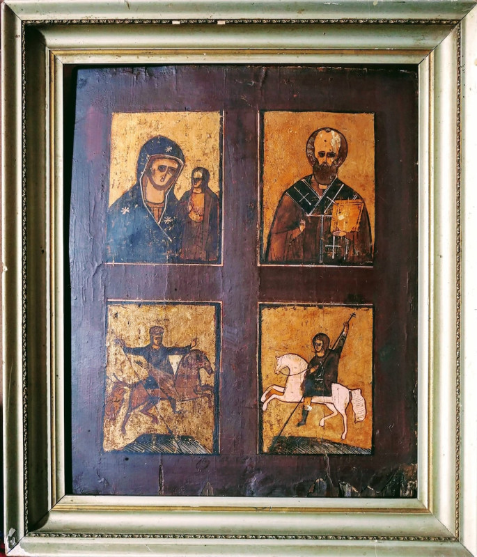 Antique Russian 1860 Icon Of Four Parts