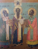 Antique Russian 19C Icon Of The Three Saints