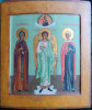 Antique Russian  Icon Of Guardian Angel With Saints