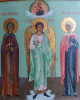 Antique Russian  Icon Of Guardian Angel With Saints