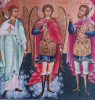 Antique 19C Russian Icon Of Archangel Mihail With Saints On Gold