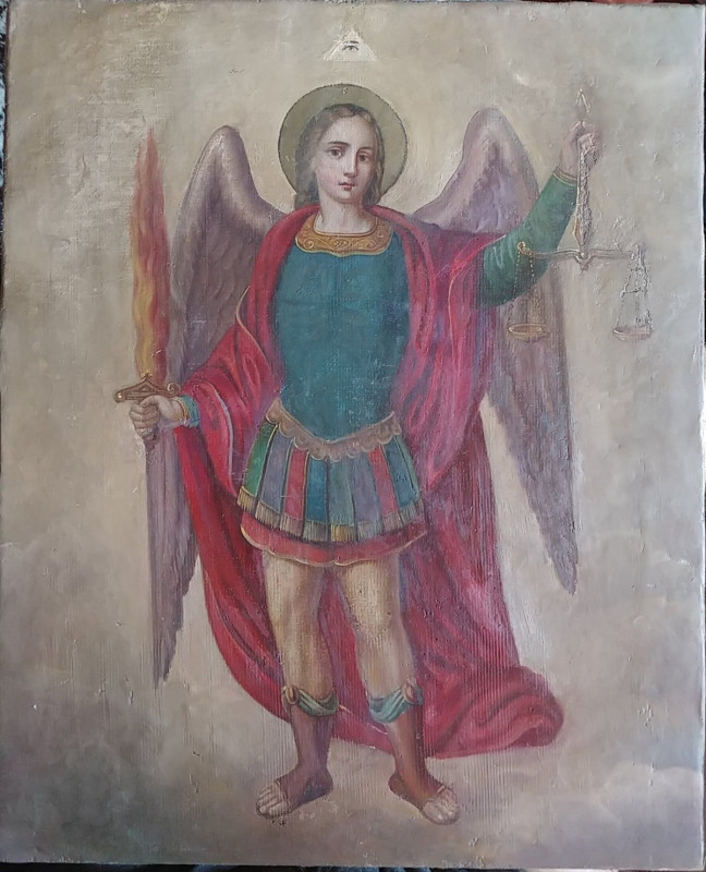 Antique 19C Russian Icon Of The Archangel Mihail {Michael} Large