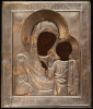 Antique 19C Russian 84 Silver Icon Mother Of God Of Kazan