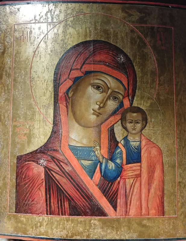 Antique 1890s Russian Icon of Kazanskaya Mother of God