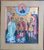 Antique 19C Russian Icon Of Archangel Mihail With Saints On Gold