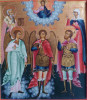 Antique 19C Russian Icon Of Archangel Mihail With Saints On Gold
