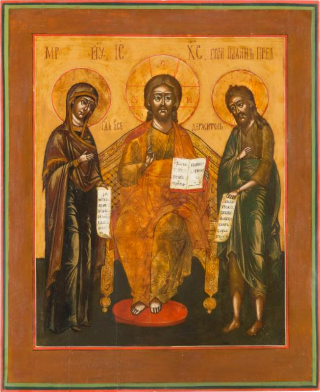 Antique Large 19c Russian icon of Deesis