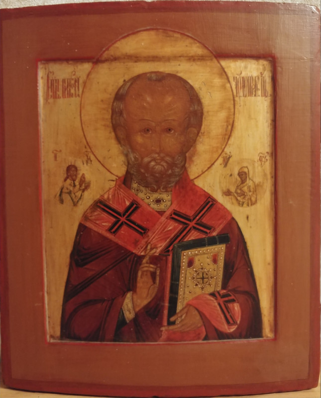 Antique 19c Russian icon of st.Nicholas Kovcheg