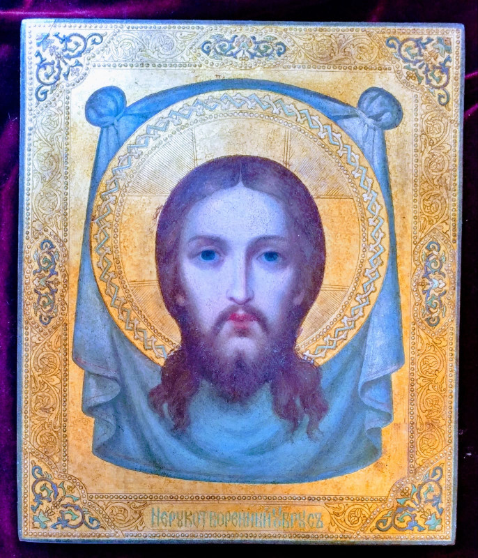 Antique 19c Russian icon of "Not Made by Hands"