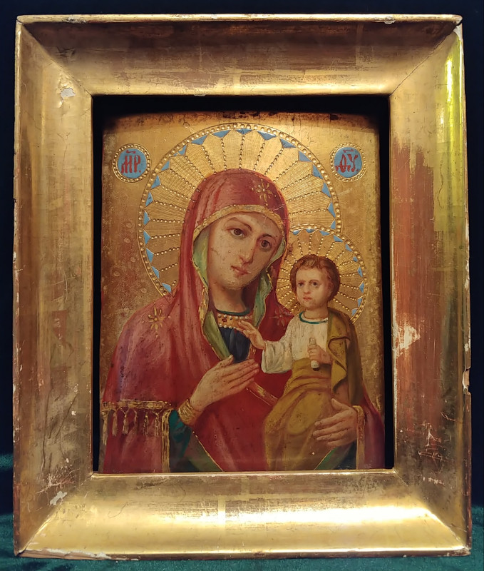 Antique 1880-90s Russian Icon of Iverskaya Mother of God