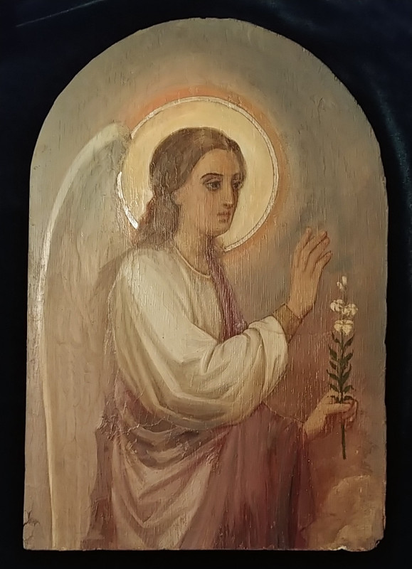 Antique 19c Russian Icon of Archangel Gabriel