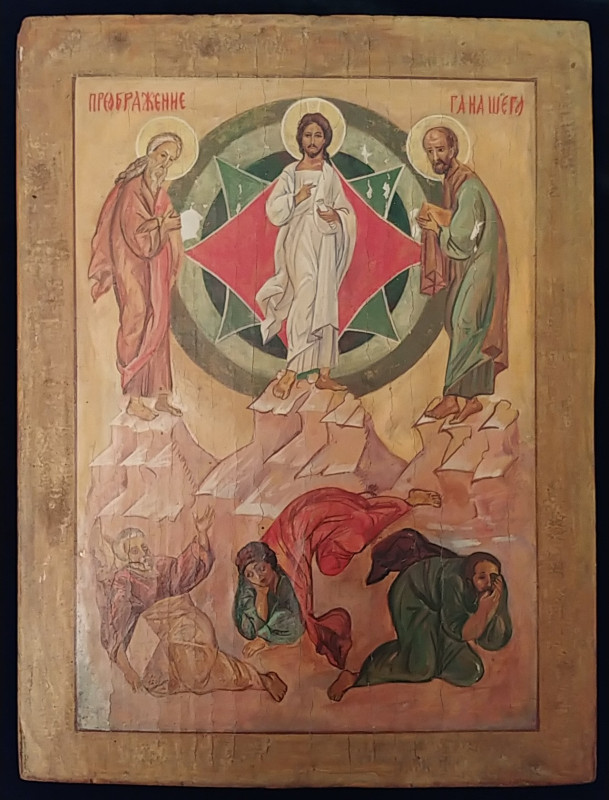 Antique Russian icon of thr Transfiguration of Christ