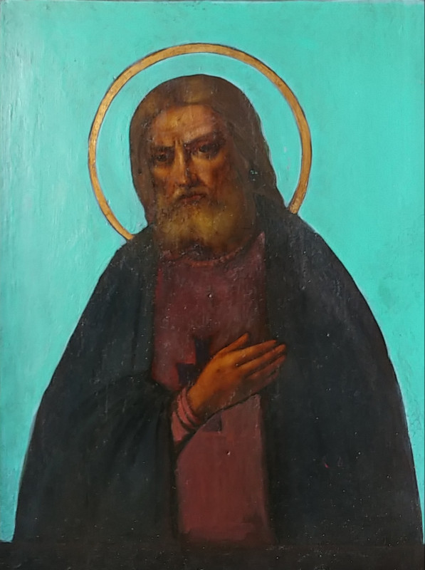 Antique 19c Russian Icon of Seraphim of Sarov