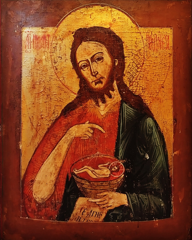 Antique 19c  Russian Icon of John the Baptist