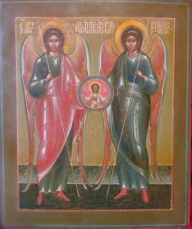 Antique Russian Icon Of St.Mihail & St.Gabriel