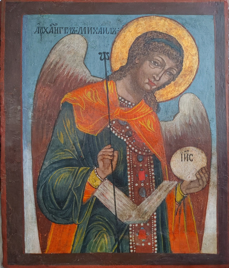 Antique 18c Russian icon of Archangel Mihail(17231)