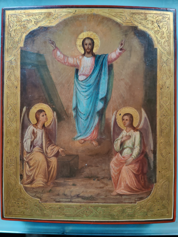 Antique 19c Russian icon of Resurrection (7180)