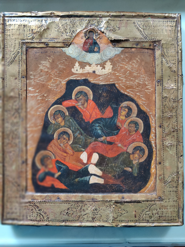 Antique Circa 1800 Russian icon of Seven Sleepers(6849)