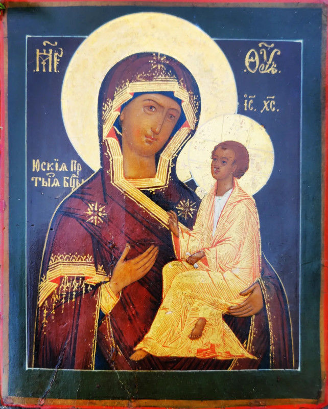 Antique 19c Russian icon of Merciful Mother of God (0736)