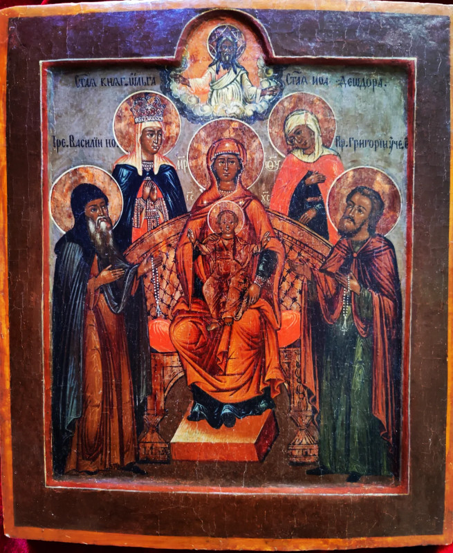 Antique Circa 19c Russian icon of Pecherskaya Mother of God(0747)