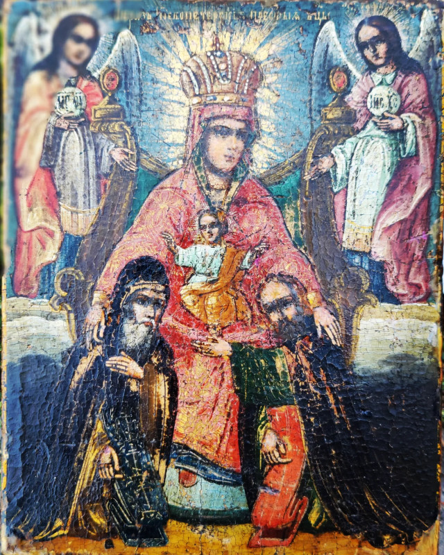 Antique Circa 1800 Russian icon of Pecherskaya(0737)