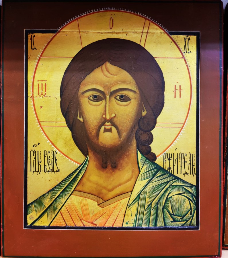 Antique 19c Russian Icon of the Christ"Grimm Eye"(1125)