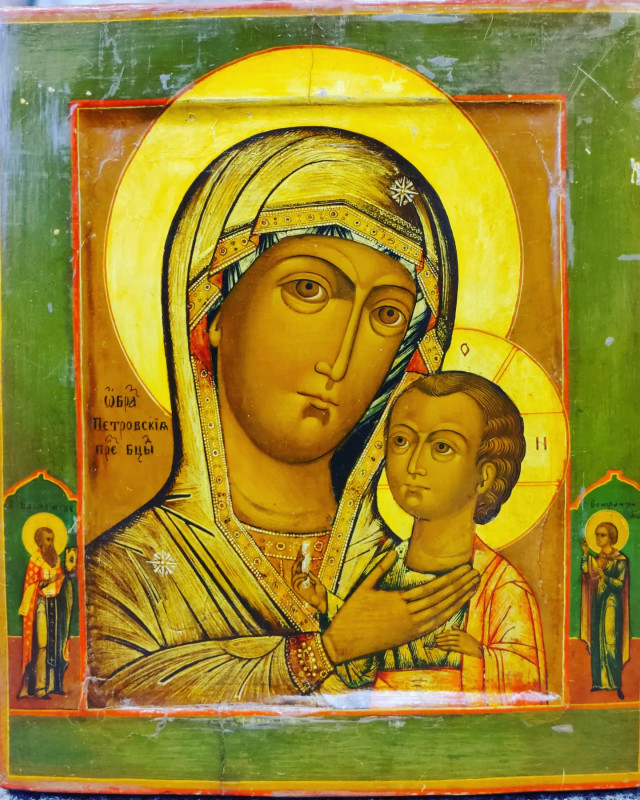 Antique 19c Russian icon of Petrovskaya(89752)