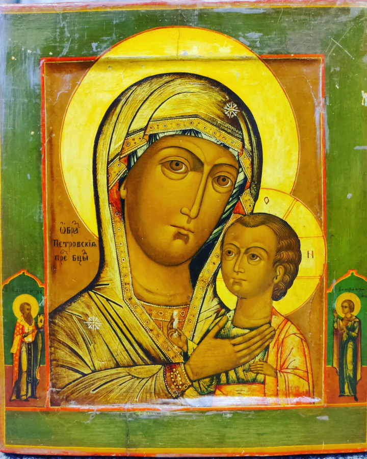 Antique 19c Russian icon of Petrovskaya(89752)