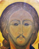 Antique 18c Russian icon of Christ Grimm Eye