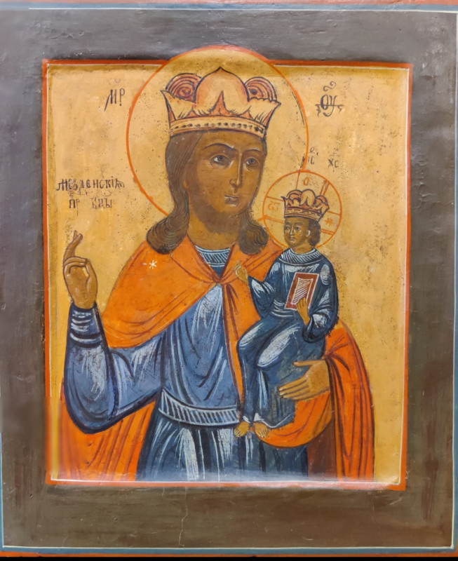 Antique 19c Russian icon of Mezdenskaya (12380)