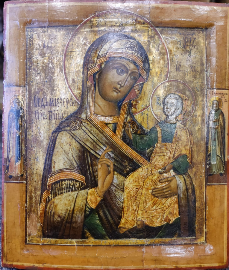 Antique 19c Russian icon of Sedmiozernaya(12175)