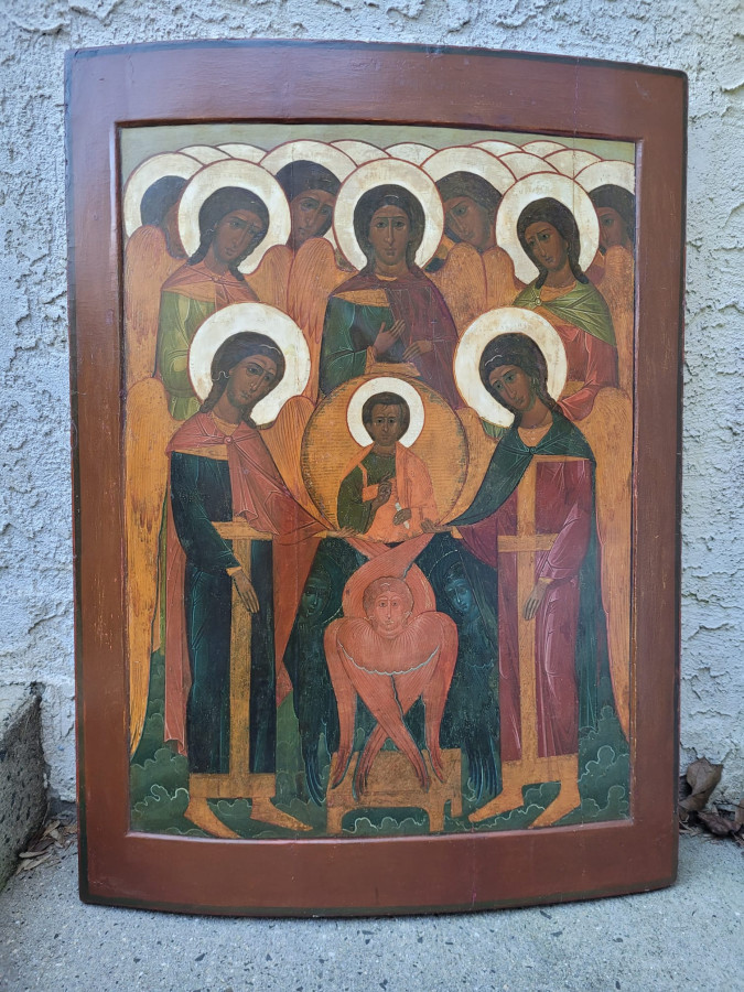 Antique 19c Monumental Russian icon of St.Mihail and Saints