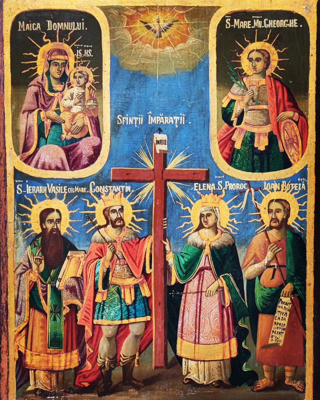 Antique 19c Romanian Icon of Selected Saints (2325)