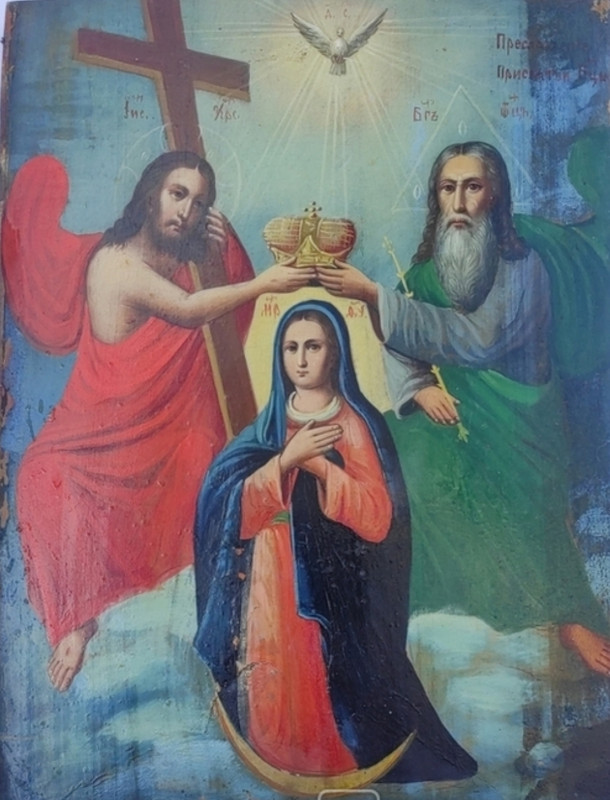 Antique 19c Russian icon of Coronation (2334)