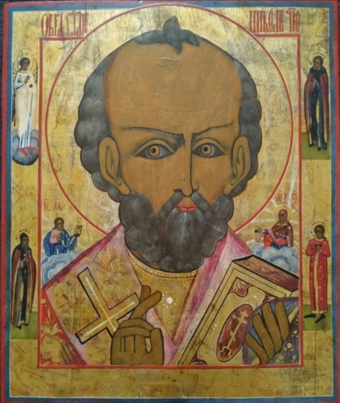 Antique 19c Russian icon of St Nicholas Rare!