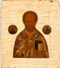 Antique 17c Russian icon of St Nicholas Vrezka(2555)