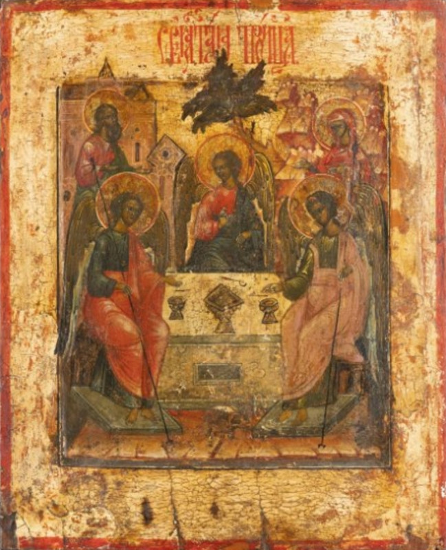Antique 18c Russian icon of the Trinity (2556)