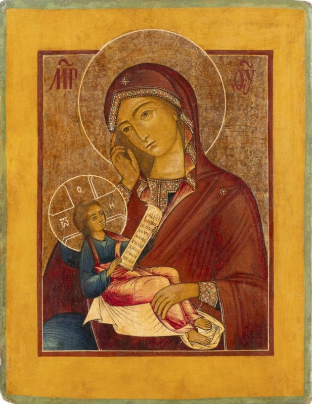 Antique 19c Russian icon Soothe My Sorrow (2302)