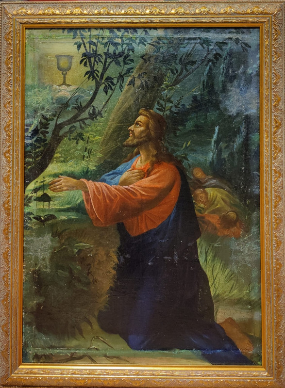 Antique Russian Icon on canvas " Praying for The Cup" (2998)