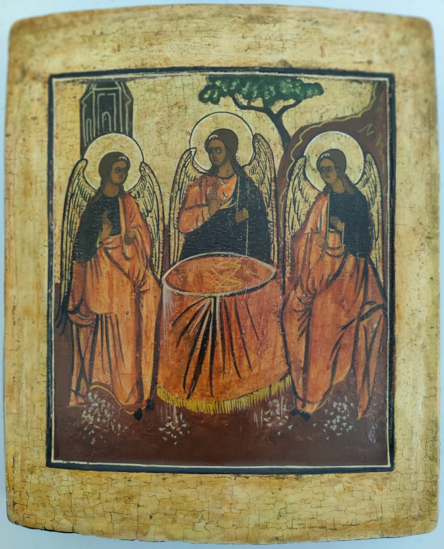 Antique 17c Russian icon of the Trinity (1771)