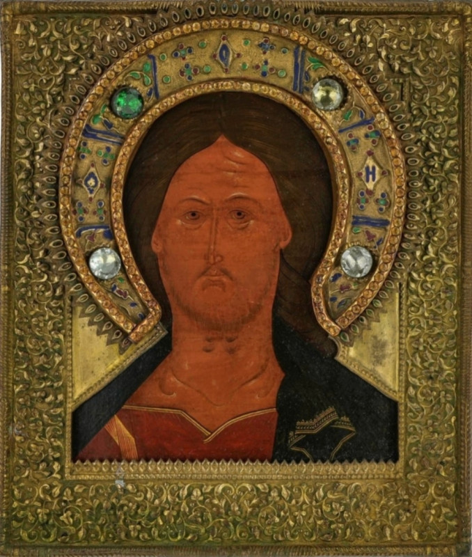 Antique 1800 Russian icon of the Christ "The Grimm Eye"(5122)
