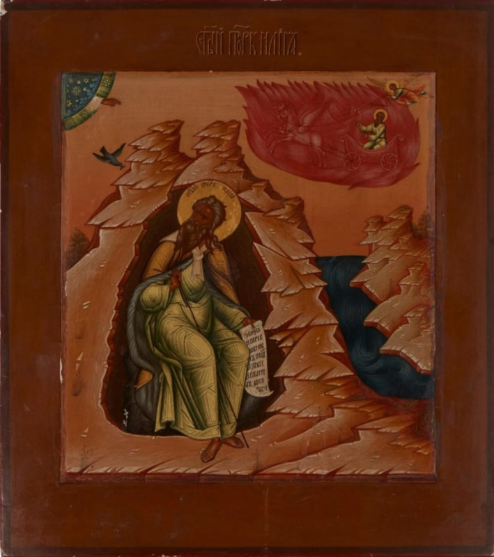 Antique 19c Russian icon of Ilyaj the Prophet (1724)