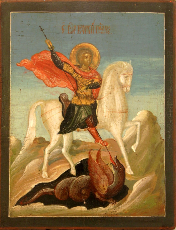 Antique 19c Russian icon of St.George (92525)