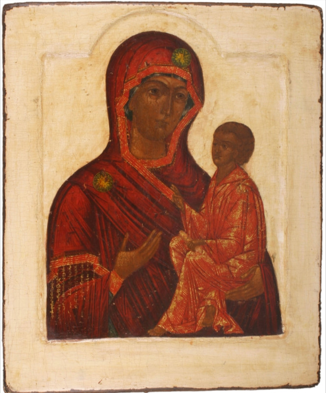 Antique 17c Russian icon of Tikhvin (24441)