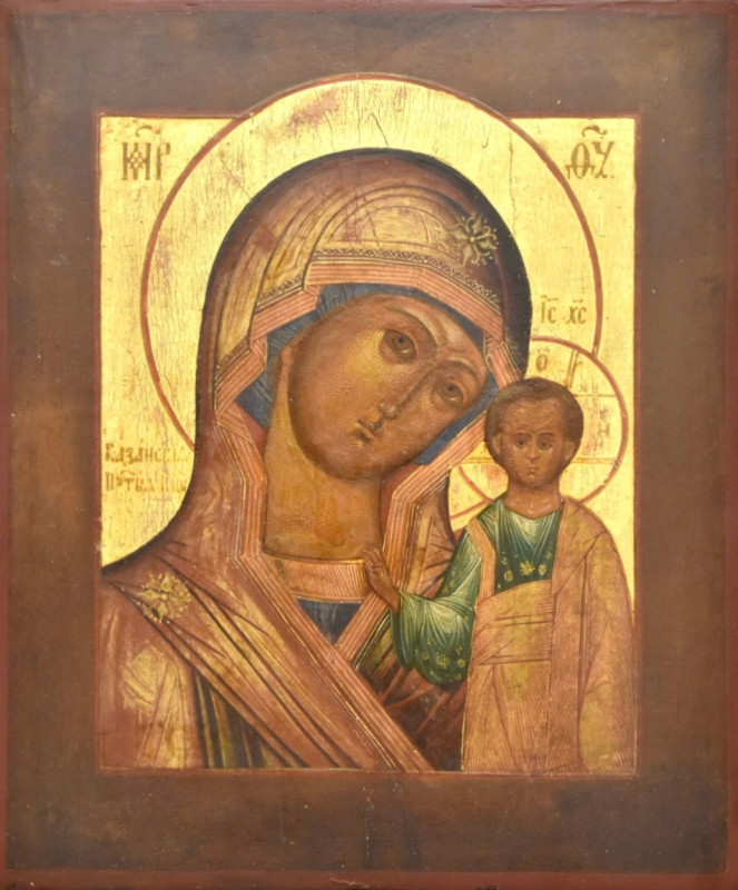 Antique 19c Russian icon of Kazan (11870)