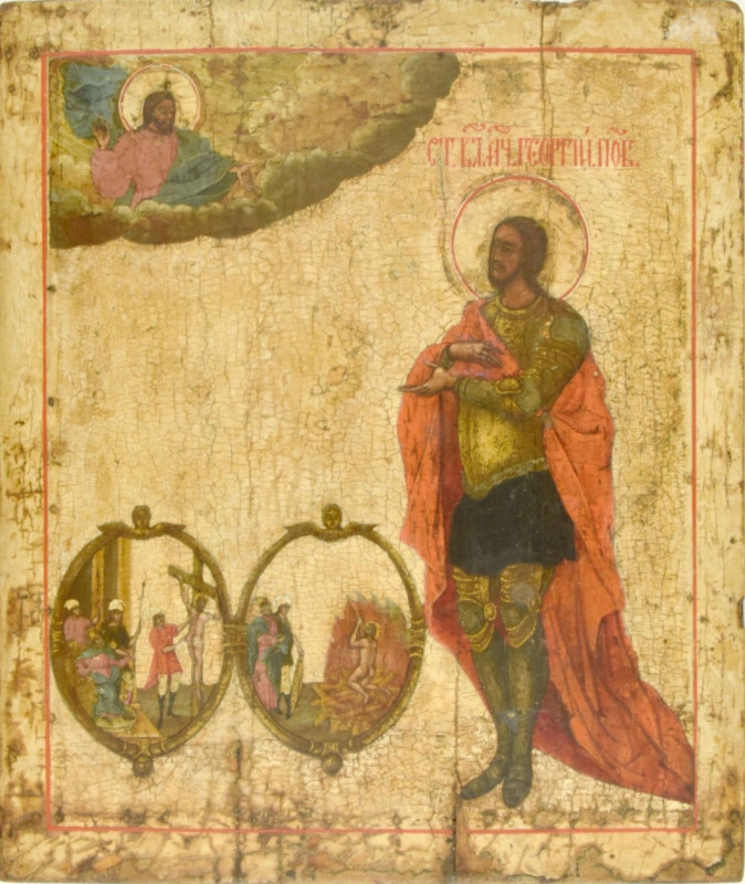 Antique 17c Russian icon of St George (13588)