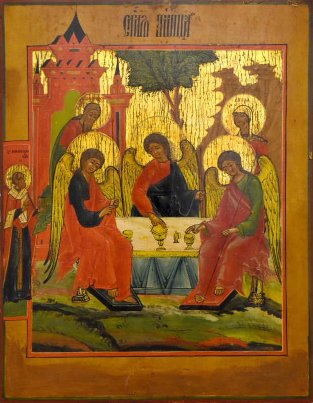 Antique 19c Russian icon of the Trinity (13071)