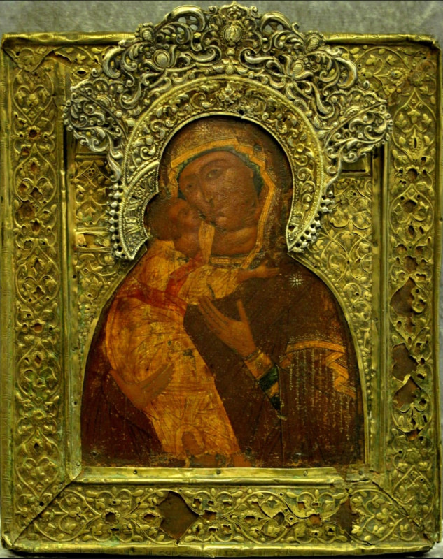 Antique 17c Russian icon of Volokolamskaya (71596)
