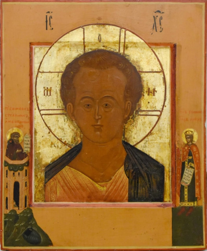 Antique 18c Russian icon of the Christ Emmanuel (13087)