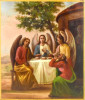 Antique 19c Russian icon of Trinity (13264)